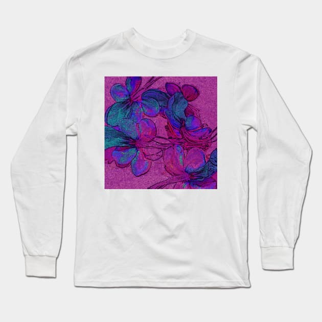 Pink and Blue Botanical Pillows Blue Butterfly Flower Glory Bower Wings Long Sleeve T-Shirt by IEatFanBoys